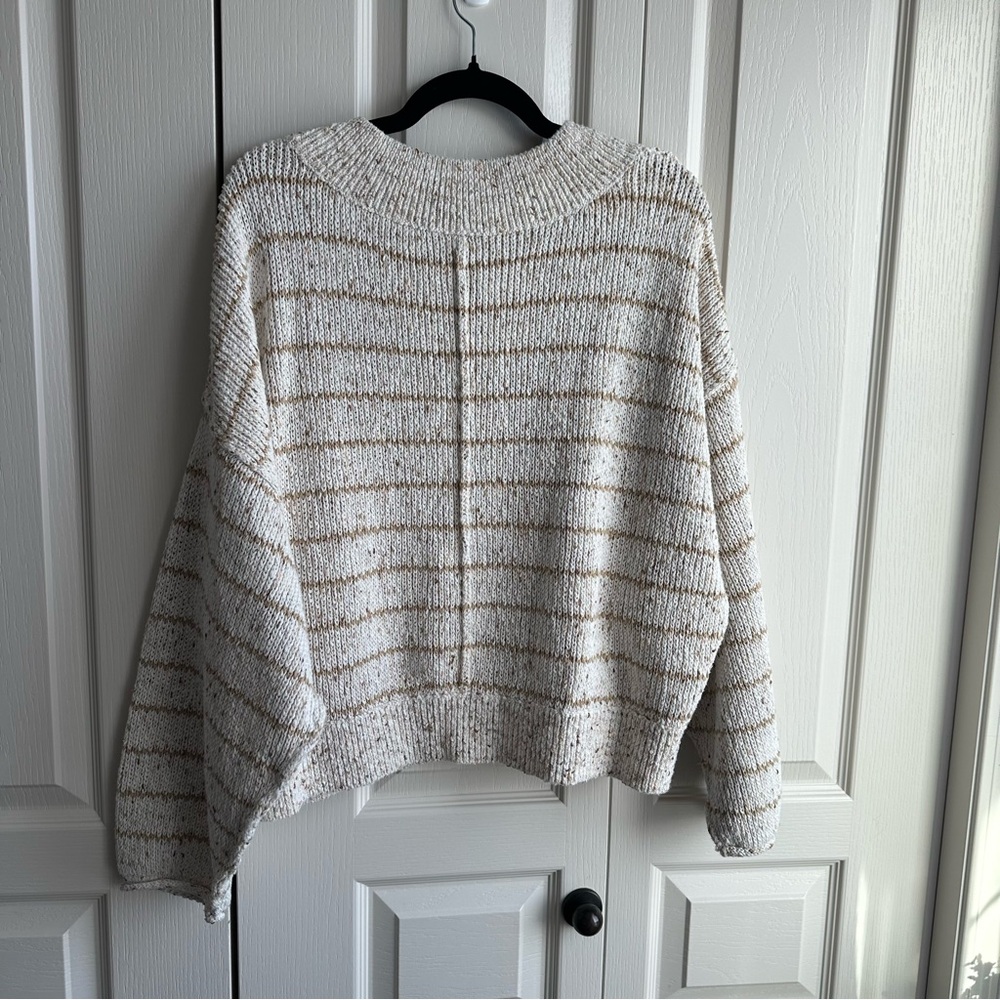 Free People Cream and Tan Striped Sweater - Picture 2 of 6